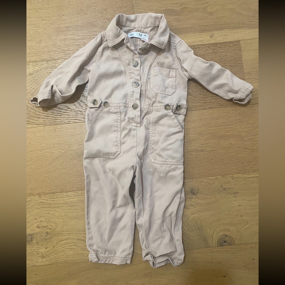 Zara Kids Beige Jumpsuit 12-18m VGUC